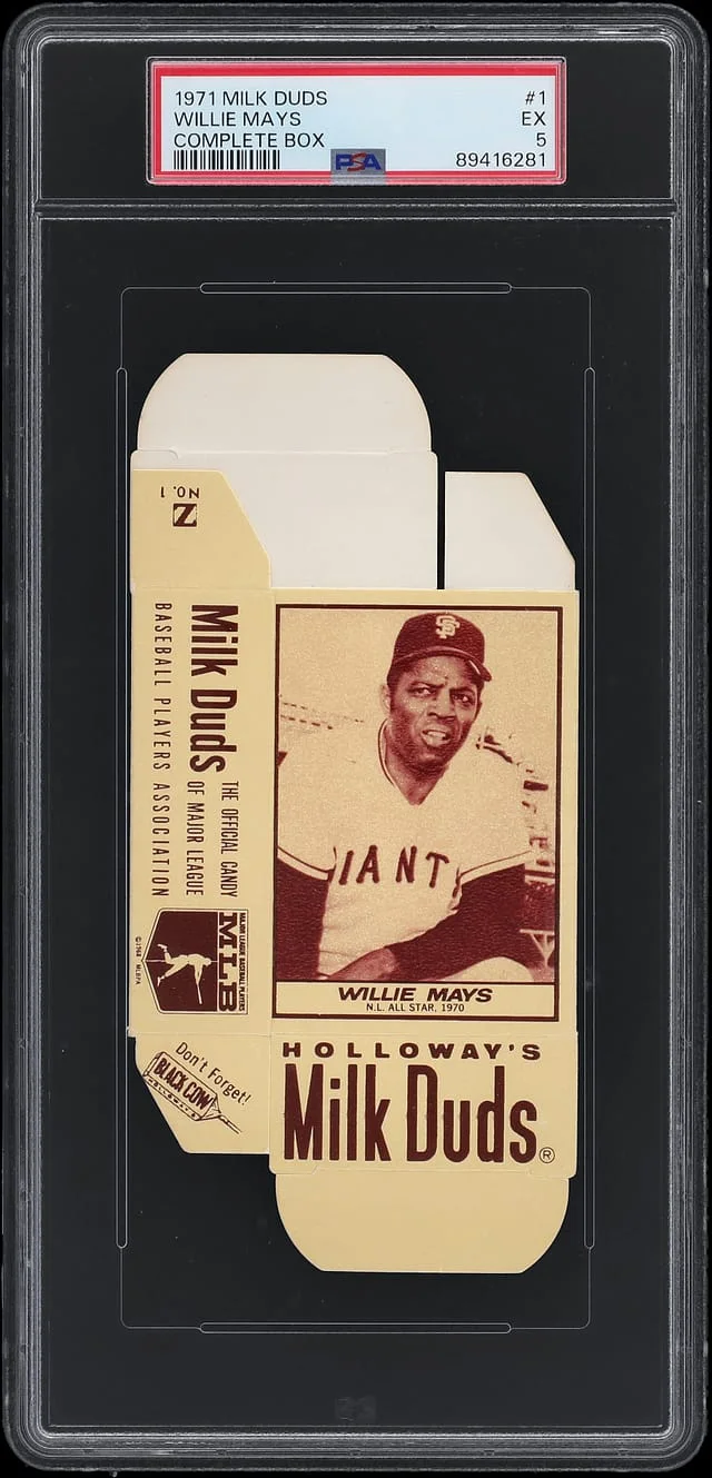 1971 Milk Duds Complete Box Willie Mays #1 card image
