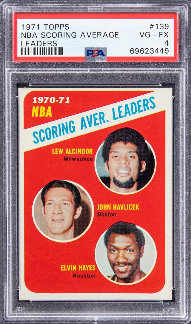 1971 Topps Alcindor/Havlicek/Hayes Scoring Leaders #139 card image
