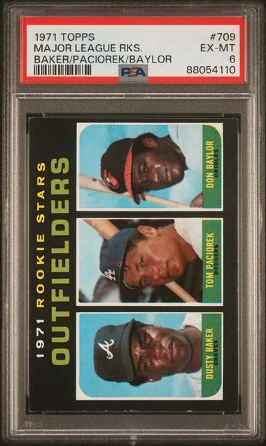 1971 Topps Baker/Paciorek/Baylor Major League Rookies #709 card image