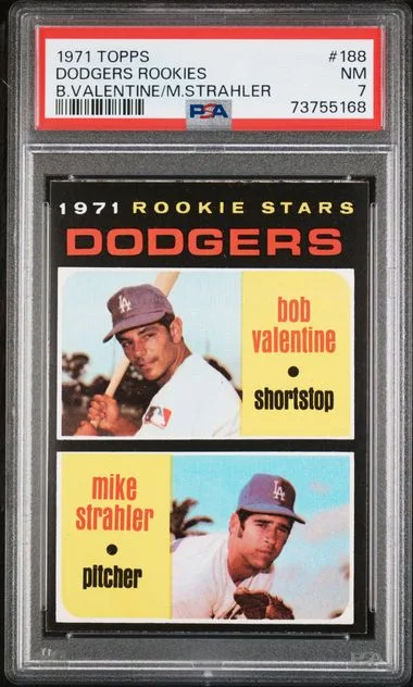 1971 Topps Bobby Valentine/Mike Strahler #188 card image