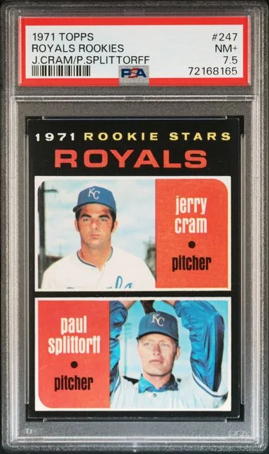 1971 Topps Jerry Cram/Paul Splittorff Royals Rookies #247 card image