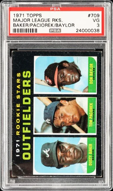 1971 Topps Major League Rookies Baker/Paciorek/Baylor #709 card image