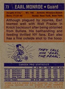 1972-73 Topps Earl Monroe #73 card back image
