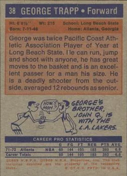 1972-73 Topps George Trapp #38 card back image