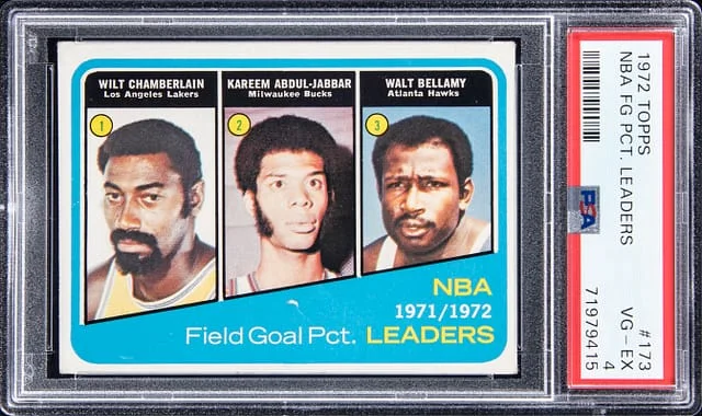 1972-73 Topps Wilt Chamberlain/Kareem Abdul-Jabbar/Walt Bellamy NBA Field Goal Percentage Leaders #173 card image