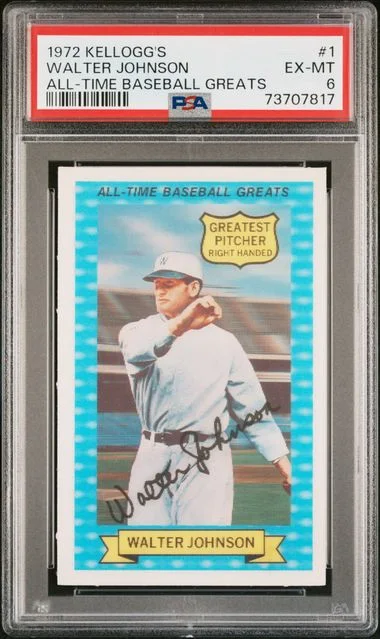 1972 Kellogg's All-Time Baseball Greats Walter Johnson #1 card image