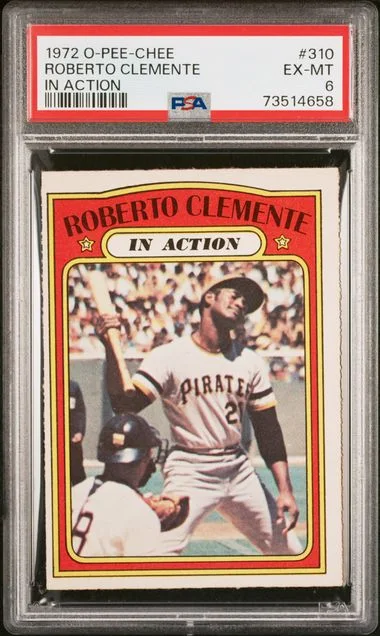 1972 O-Pee-Chee Roberto Clemente, In Action #310 card image
