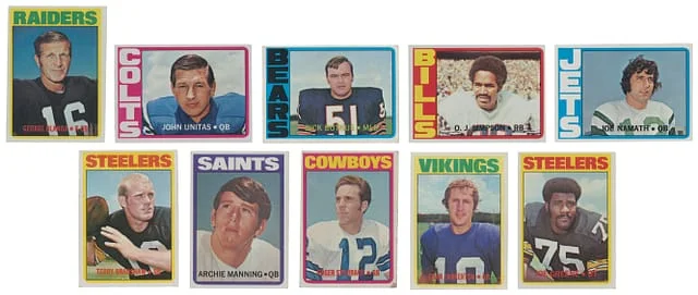 1972 Topps 2 Partial Set (263/351) – Featuring Terry Bradshaw, Joe Namath, Archie Manning Football Series #1-Series card image