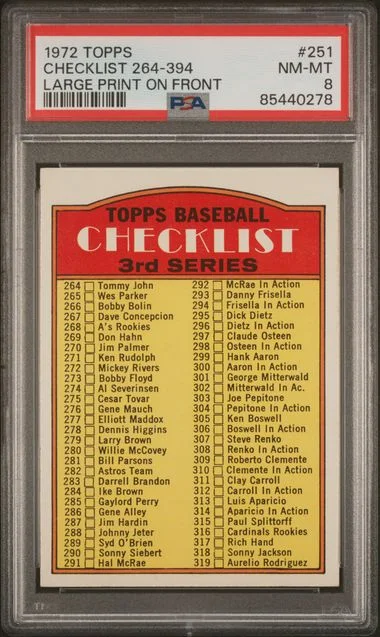 1972 Topps 264-394 Large Print On Front #251 card image