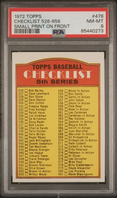 1972 Topps 526-656 Small Print On Front #478 card image