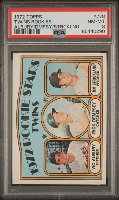 1972 Topps Albury/Dempsey/Strickland Twins Rookies #778 card image