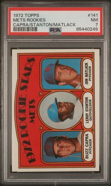 1972 Topps Capra/Stanton/Matlack Mets Rookies #141 card image