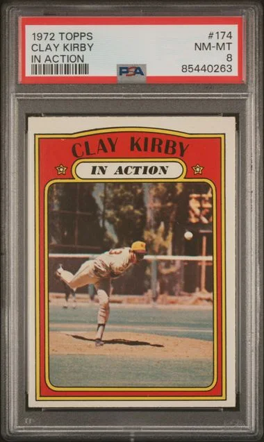 1972 Topps Clay Kirby In Action #174 card image
