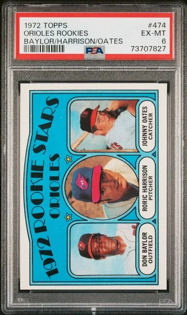 1972 Topps Don Baylor/Roric Harrison/Johhny Oates Orioles Rookies #474 card image