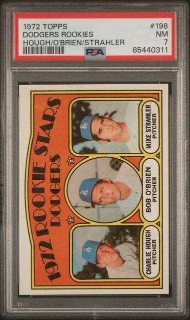 1972 Topps Hough/O'Brien/Strahler Dodgers Rookies #198 card image
