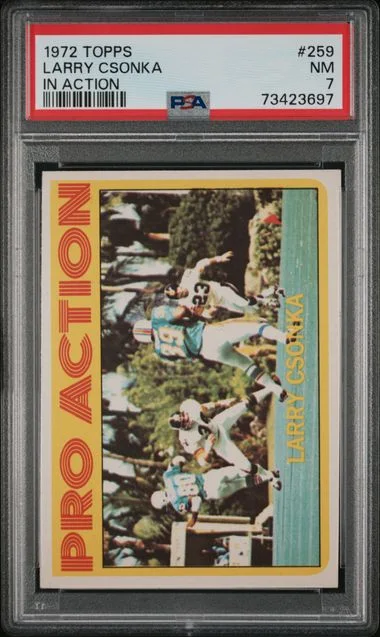 1972 Topps Larry Csonka, In Action #259 card image
