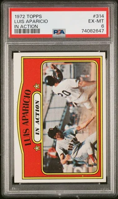 1972 Topps Luis Aparicio In Action #314 card image