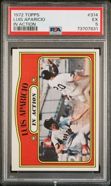 1972 Topps Luis Aparicio, In Action #314 card image