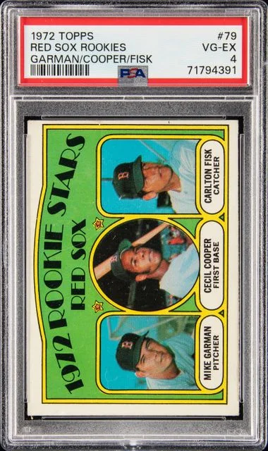 1972 Topps Mike Garman/Cecil Cooper/Carlton Fisk #79 card image
