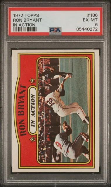1972 Topps Ron Bryant In Action #186 card image