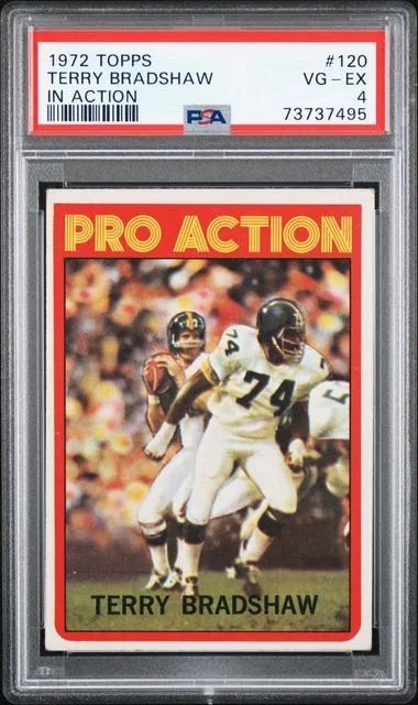 1972 Topps Terry Bradshaw, In Action #120 card image