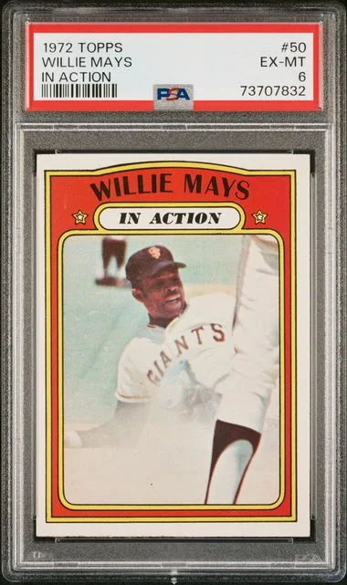 1972 Topps Willie Mays, In Action #50 card image