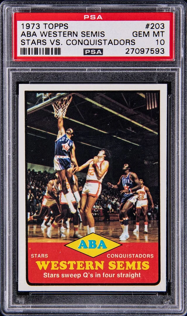 1973-74 Topps ABA Western Semis Stars vs. Conquistadors #203 card image