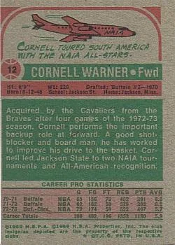1973-74 Topps Cornell Warner #12 card back image