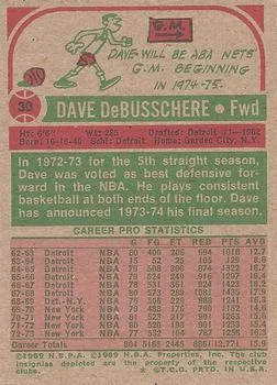 1973-74 Topps Dave Debusschere #30 card back image