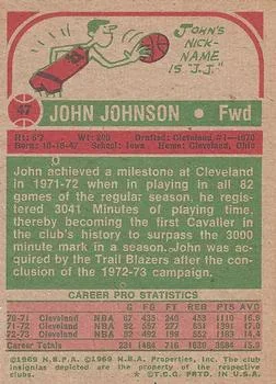 1973-74 Topps John Johnson #47 card back image