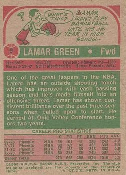 1973-74 Topps Lamar Green #9 card back image