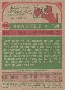 1973-74 Topps Larry Steele #69 card back image