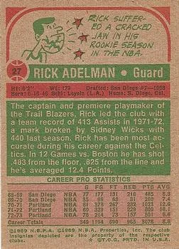 1973-74 Topps Rick Adelman #27 card back image