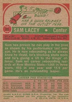 1973-74 Topps Sam Lacey #85 card back image