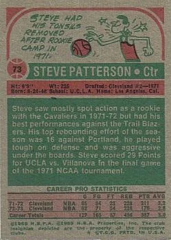 1973-74 Topps Steve Patterson #73 card back image