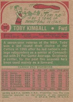 1973-74 Topps Toby Kimball #37 card back image