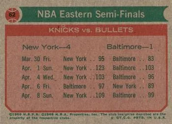 1973-74 Topps Willis Reed #62 card back image