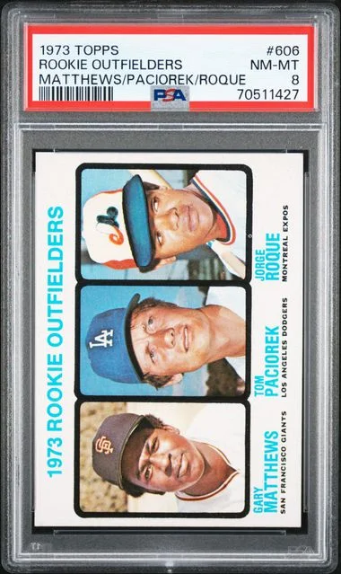 1973 Topps Matthews/Paciorek/Roque Outfielders #606 card image