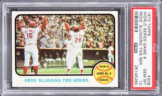 1973 Topps Red's Slugging Ties Series World Series Game 6 #208 card image
