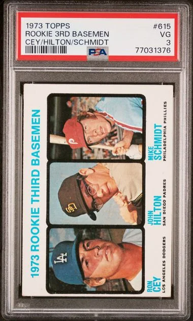 1973 Topps Ron Cey/John Hilton/Mike Schmidt 3rd Basemen #615 card image