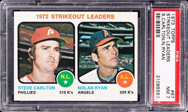 1973 Topps Steve Carlton/Nolan Ryan Strikeout Leaders #67 card image