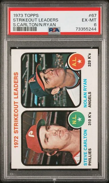 1973 Topps Strikeout Leaders S.Carlton/N.Ryan #67 card image