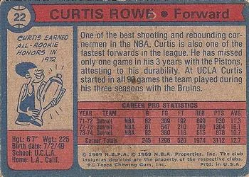 1974-75 Topps Curtis Rowe #22 card back image