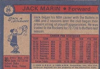 1974-75 Topps Jack Marin #26 card back image