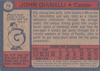 1974-75 Topps John Gianelli #79 card back image