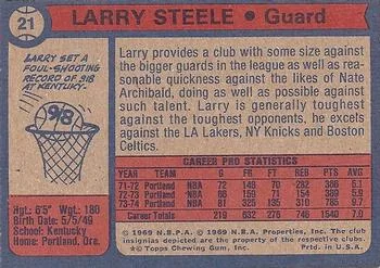 1974-75 Topps Larry Steele #21 card back image