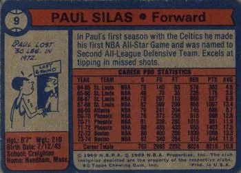 1974-75 Topps Paul Silas #9 card back image