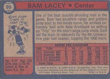 1974-75 Topps Sam Lacey #99 card back image