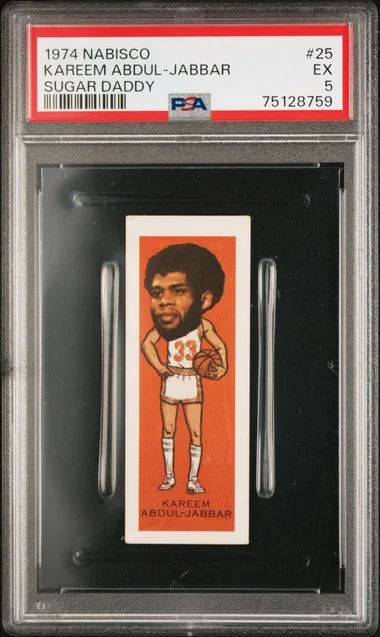 1974 Nabisco Sugar Daddy Kareem Abdul-Jabbar #25 card image