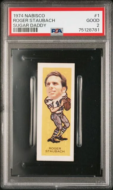 1974 Nabisco Sugar Daddy Roger Staubach #1 card image